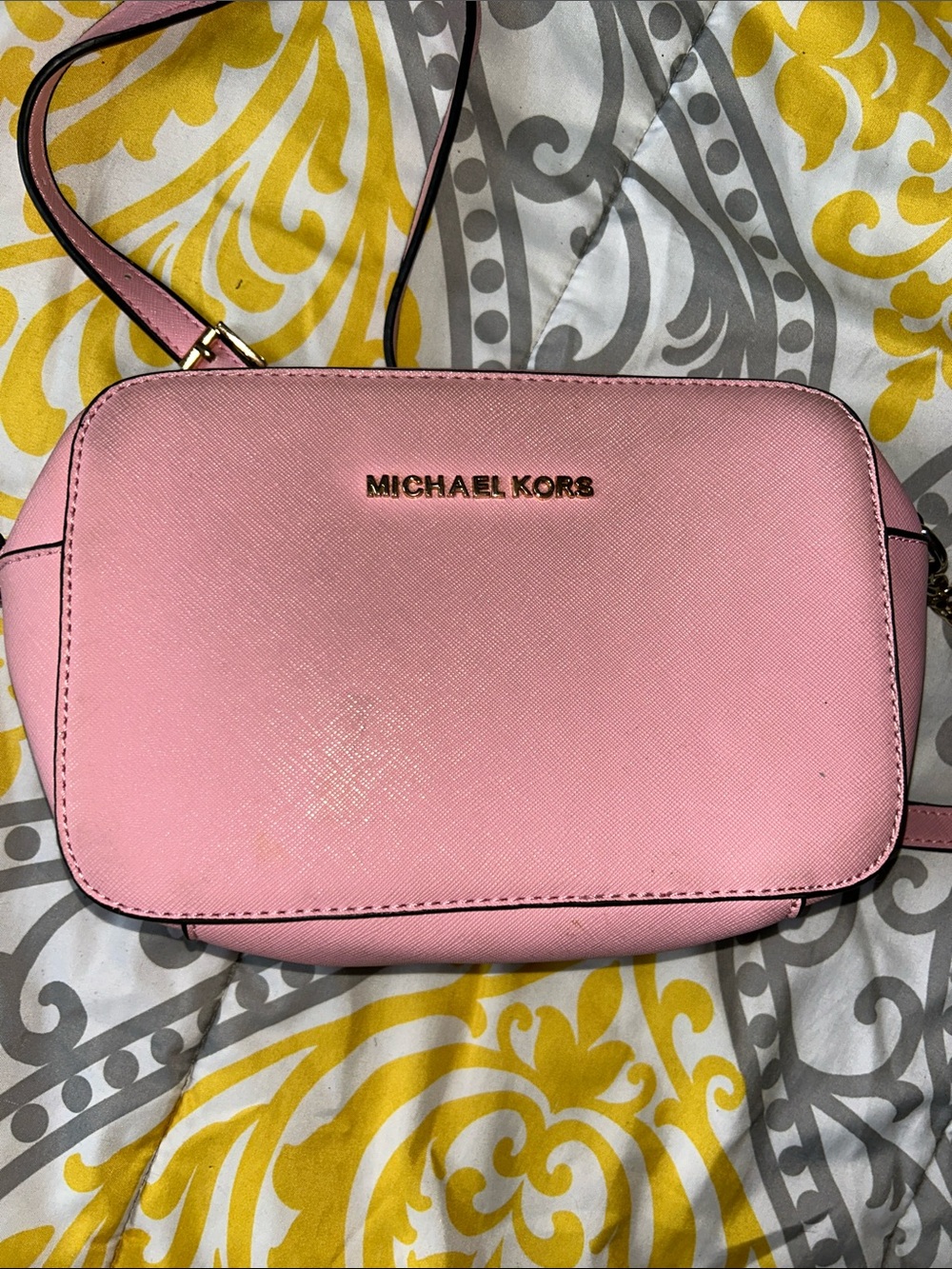 Michael Kors Pink Saffiano Crossbody Camera Bag